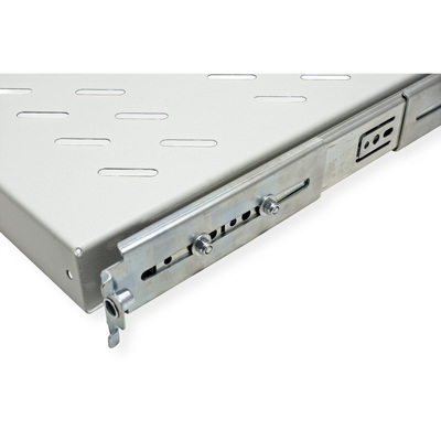 19" Polica 350mm, max. 25kg, 1U, sada skrutiek a podložiek v balení, sivá