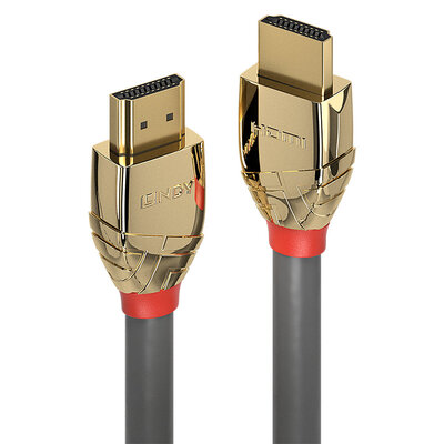 Kábel HDMI M/M 2m, High Speed+Eth, 4K@60Hz, HDMI 2.0, 18G, pozl. konektor, sivý, Gold Line