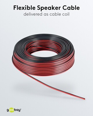 Reproduktorový kábel audio 2x0.75mm², 25m, meď, OFC (99,9% oxygen-free copper), červeno/čierny