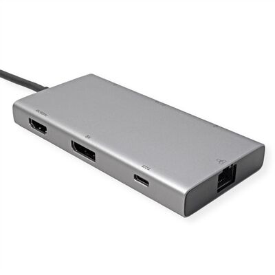 Dokovacia Stanica USB Typ C, HDMI+DisplayPort, 2xUSB-A, 2xUSB-C, LAN, PowerDelivery, 4K@60Hz, 0.2m