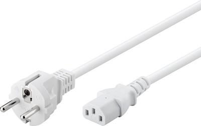 Kábel sieťový 230V, vidlica (CEE7/7) priama - C13, 5m, 1.00mm², 10A, biely