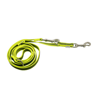 Vodítko prepínacie pogumované, 19mm/2.3m, 2 nerezové karabíny, reflexné žlté, HS