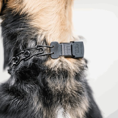 Obojok ostnatý sťahovací ULTRA-PLUS 3.2mm/63cm, obratlík, obmedzovač, ClicLock, nerez., čierny, HS