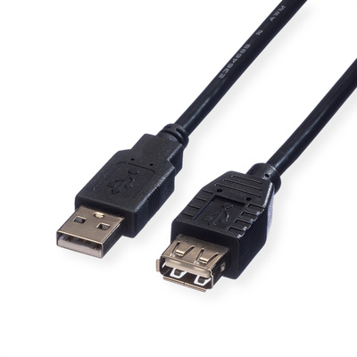 Kábel USB 2.0 A-A M/F 0.8m, High Speed, predlžovací, čierny