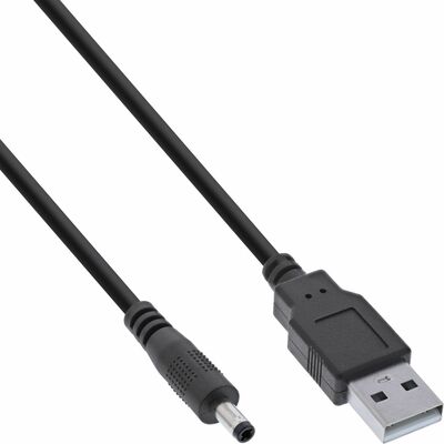 Kábel USB napájací 1m na 1.7mm vnútorný / 4.0mm vonkajší jack, čierny