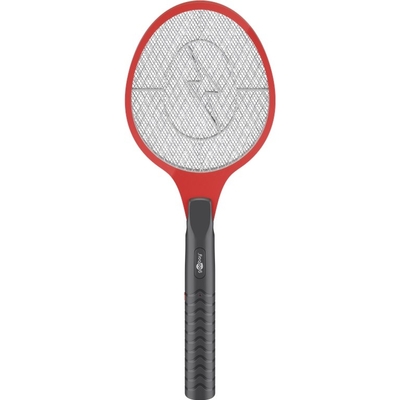 Elektrická mucholapka na hmyz v tvare tenisovej rakety, červená, baterky v príbale