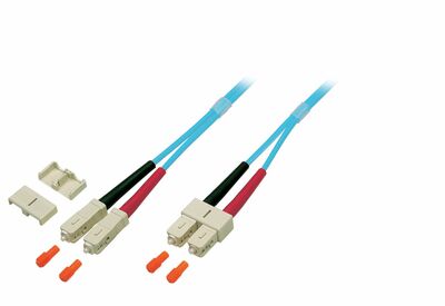 Fiber kábel SC-SC, 2m Duplex OM3(50/125µm), LSOH, 3mm, tykysový
