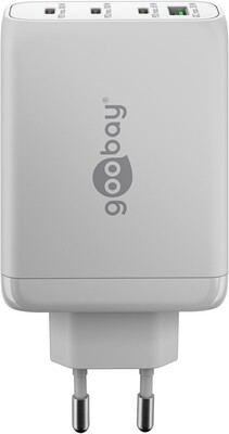 Nabíjačka USB 230V 4port, 1xUSB A, 3xUSB Typ C, 100W, Power Delivery, GaN, biela