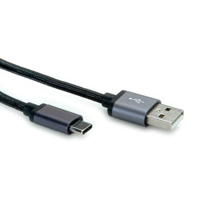 Kábel USB 2.0 Typ C AM/CM 0.8m, High Speed, čierny, kovové krytky