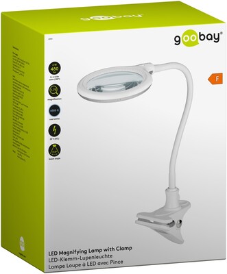 Stolná lupa s LED podsvietením, s úchytom na "štipec", zväčšenie 1.75x, biela