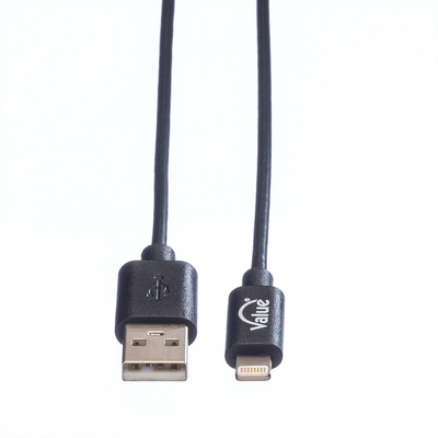Kábel USB "Lightning" pre Apple, 0.15m, High Speed, čierny