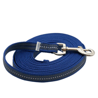 Vodítko stopovacie s uškom pogumované, 19mm/5m, nerezová karabína, modré