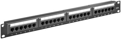 19" Patch panel 24port cat.6, netienený, 1U, čierny