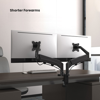 Držiak pre 2x monitor na stôl, úchyt o dosku, pneumatický, max 9kg, rameno 522mm VESA 75/100 čierny
