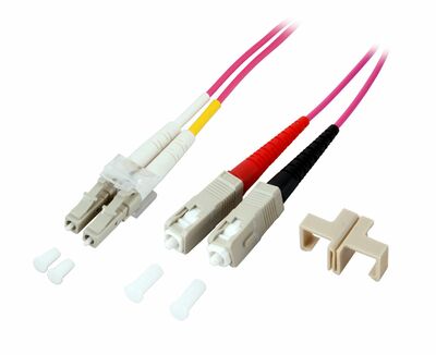 Fiber kábel LC-ST, 15m Duplex OM4(50/125µm), LSOH, 2mm, fialový