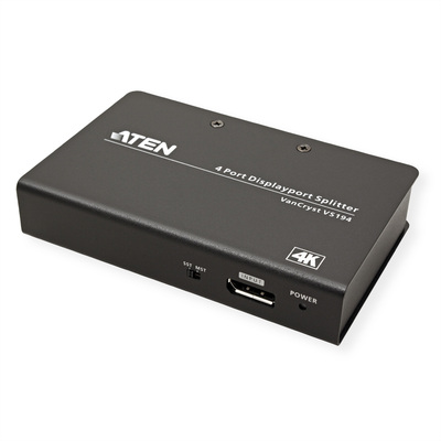 Video distribútor/splitter/hub DisplayPort 1.2 1IN/4OUT, 21.6 Gbps, MST, 4K@60Hz, ext. adaptér