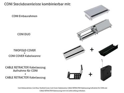 CONI modul 2xSCHUKO zásuvka 230V, 4xCustom, 0.2m kábel 1.5 mm², GST18, hliník/čierny