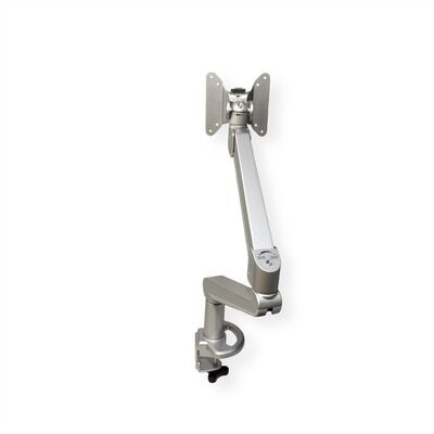 Držiak pre monitor na stôl, úchyt o dosku, pneumatický, max 8kg, rameno 486mm VESA 75/100 strieborný