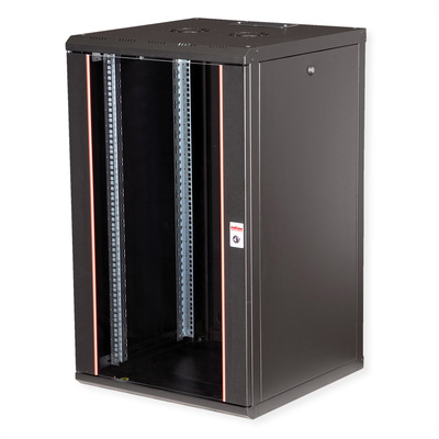 19" Rack na stenu 20U, čierny, 996x600x600mm (HxWxD), RAL9005, PRO, odnímateľné bočnice