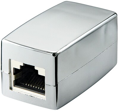 Spojka RJ45, cat.5e, tienená, kovová cross 100MBit