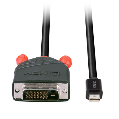 Kábel DisplayPort mini na DVI-D M/M 2m, jednosmerný, max. 1920x1200@60Hz, čierny, pozl. konektor