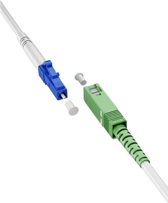 Fiber kábel LC-SC/APC, 1m Simplex OS2(9/125µm), LSOH, G657.A2, ohybný, 3mm, biely