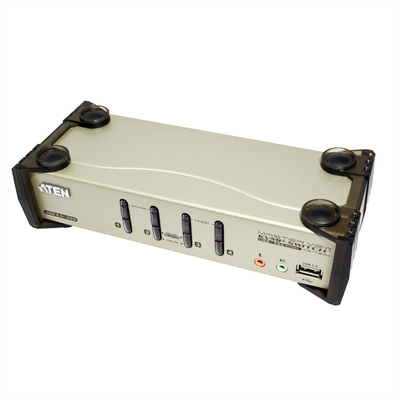 KVM switch/prepínač 4PC, VGA, USB, USB hub, audio, HotKeys, OSD, Pushbuttons