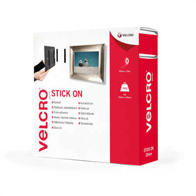 Suchý zips "hook & loop", nalepovací, 25m, šírka 20mm, čierny, VELCRO®