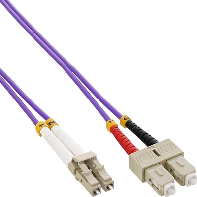 Fiber kábel LC-SC, 1m Duplex OM4(50/125µm), LSOH, 2mm, fialový