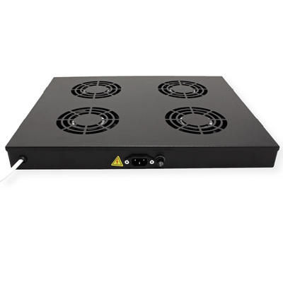 19" Ventilačná jednotka, 4 vetráky, 1U, s termostatom, čierna
