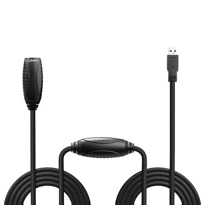 Kábel USB 3.2 Gen 1, A-A M/F 10m, 5Gbps, predlžovací, čierny, aktívny