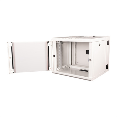 19" Rack na stenu 9U, sivý, 505x600x600mm (HxWxD), RAL7035, PRO, otočný (2-dielny)