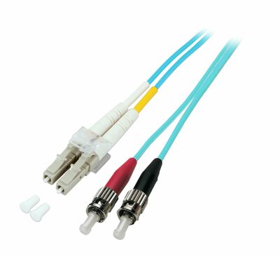 Fiber kábel LC-ST, 10m Duplex OM3(50/125µm), LSOH, 2mm, tyrkysový