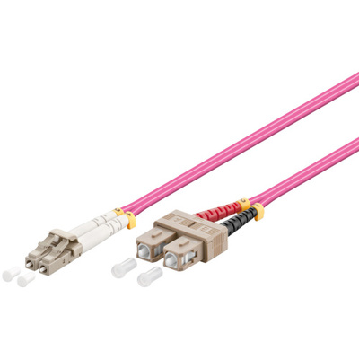 Fiber kábel LC-SC, 0.5m Duplex OM4(50/125µm), LSOH, 2.8mm, fialový