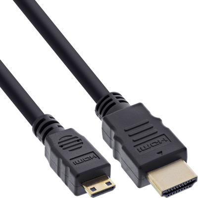 Kábel HDMI/HDMI mini M/M 0.3m, High Speed+Eth, 4K@30Hz, HDMI 1.4, G pozl. konektor, čierny