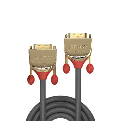 Kábel DVI-D M/M 10m, Dual-Link, 2560x1600@60Hz, 9.9Gbps, HQ, OFC, sivý, G pozl. Konektor, Gold Line