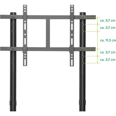 Držiak na kolieskach pre TV 37-80", s policou, výška 168cm, max 80kg, VESA do 600x400, čierny