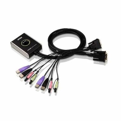 KVM switch/prepínač 2PC, DVI, USB, star+audio