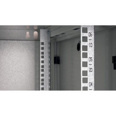 19" Rack na stenu 6U, sivý, 379x600x600mm (HxWxD), odnímateľné bočnice