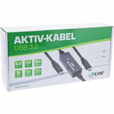 Kábel USB 3.2 Gen 1, Typ C CM/CM 10m, 5Gbps, čierny, aktívny 