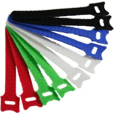 Zväzovacie lanko, suchý zips, 125x12mm, farebné (5 farieb), 10ks/bal