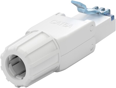 Konektor 8/8 RJ45 cat.6a, 10Gbit, netienený, na drôt, montáž bez klieští AWG 22-24, biely