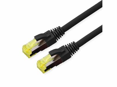 S/FTP (PiMF) Patchkábel TPE 0.15m cat.6a, čierny, Cu, vonkajší, UV odolný