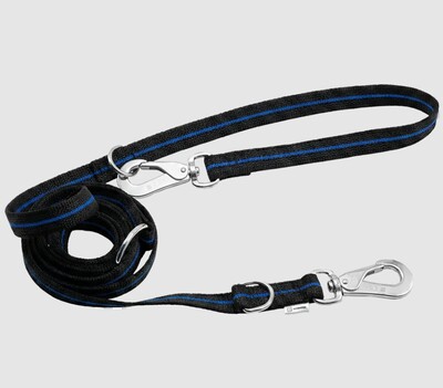 Vodítko prepínacie BLUE LINE pogumované, 19mm/2.3m, 2 nerezové karabíny, čierno-modré, HS