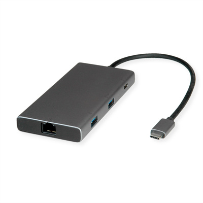 Dokovacia Stanica USB Typ C, HDMI+DisplayPort, 2xUSB-A, 2xUSB-C, LAN, PowerDelivery, 4K@60Hz, 0.2m, 