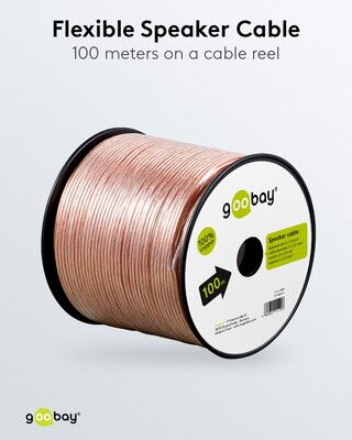 Reproduktorový kábel audio 2x1.5mm², 100m, meď, OFC (99,9% oxygen-free copper), transparentný