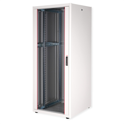 19" Rack na podlahu 42U, 2010x800x800mm (HxWxD), BASIC, sklenené dvere, sivý