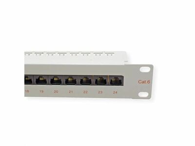 19" Patch panel 24port cat.6, netienený, 1U, sivý