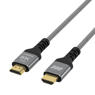 Kábel HDMI M/M 5m, Ultra High Speed+Eth, 8K@60Hz, HDMI 2.1/2.0, 48G, pozla. konektor, sivý