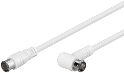 Kábel satelitný, koax F-konektor QUICK M/M 2.5m, 75 Ohm, 80dB, 2x tienený, CCS, biely, 1x90°